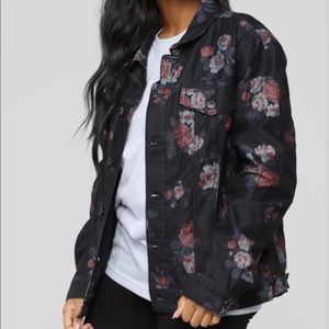 FN Black Denim Jacket with Rose detailing Large